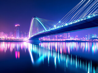 Obraz premium suspension bridge at night