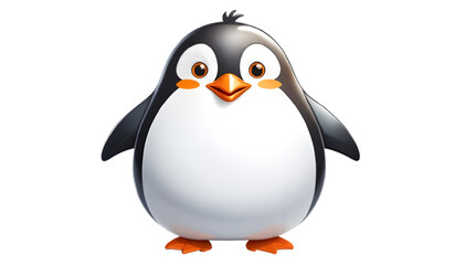 Obraz premium Stylized Cartoon Penguin with Orange Beak and Feet, Upright Posture and Friendly Expression, Bold Outlines, PNG