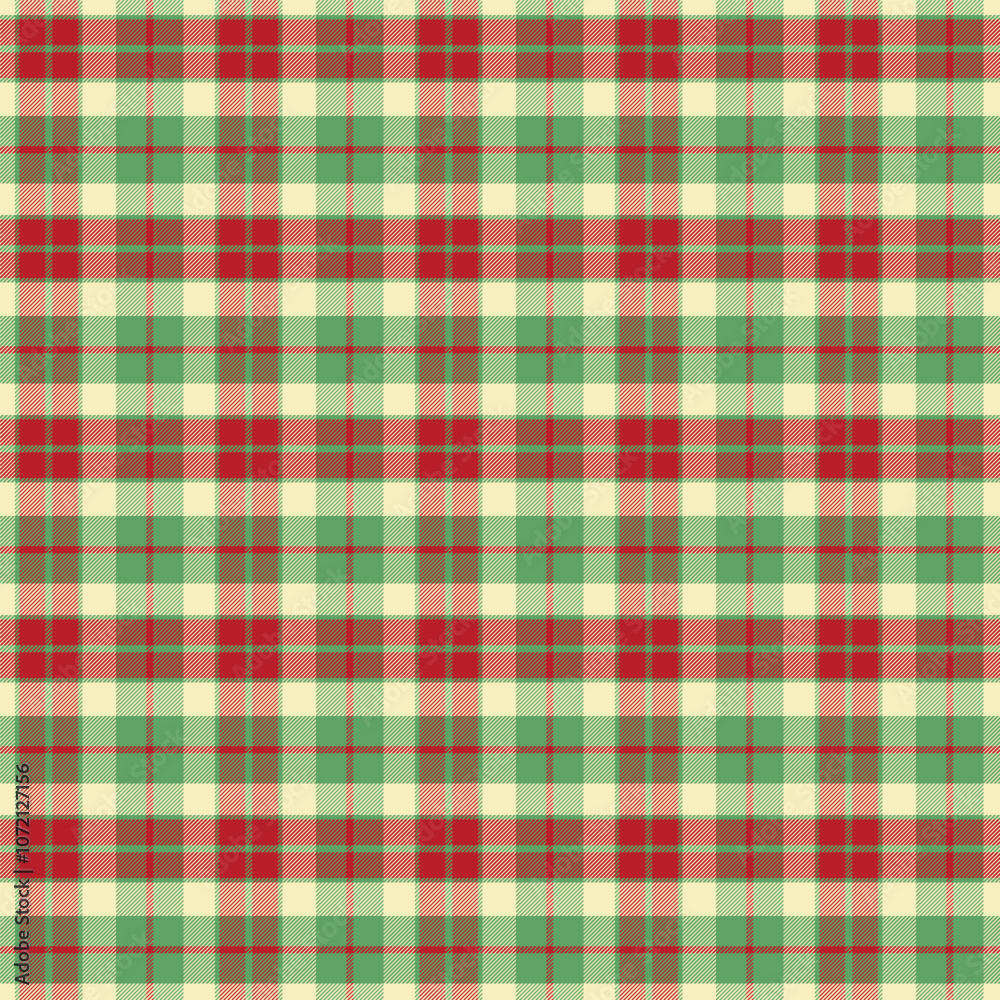 Canvas Prints plaid with twill weave repeat pattern.gingham seamless pattern in green red beige.checkered tartan g