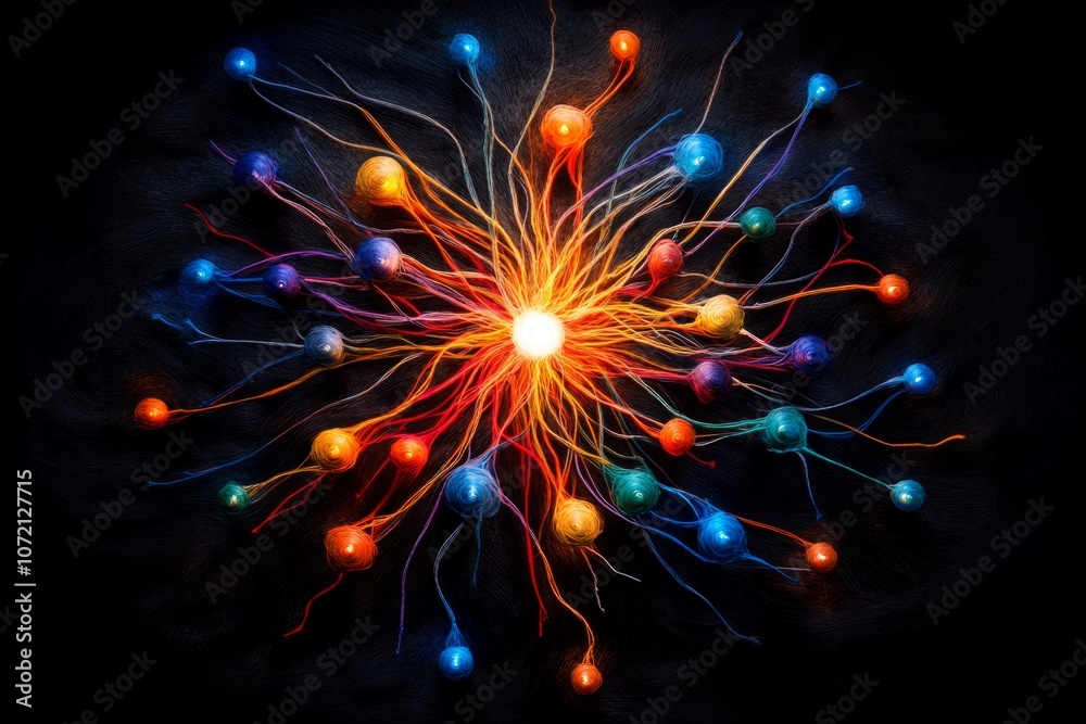Poster A pixel art representation of a data network with tiny, colorful data nodes and connecting lines, resembling a retro video game