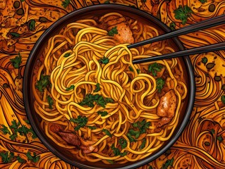 Vibrant Noodle Soup Dish
