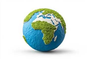 Fototapeta premium A watercolor globe with blue oceans and green continents, giving a gentle, artistic representation of the planet