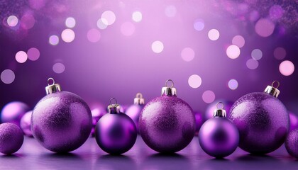 Obraz premium Abstract banner with purple christmas balls.