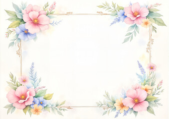 Fototapeta premium Floral frame with pastel colors for mental health awareness poster