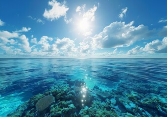 Fototapeta premium Amazing view of the coral reef and the vast ocean beyond