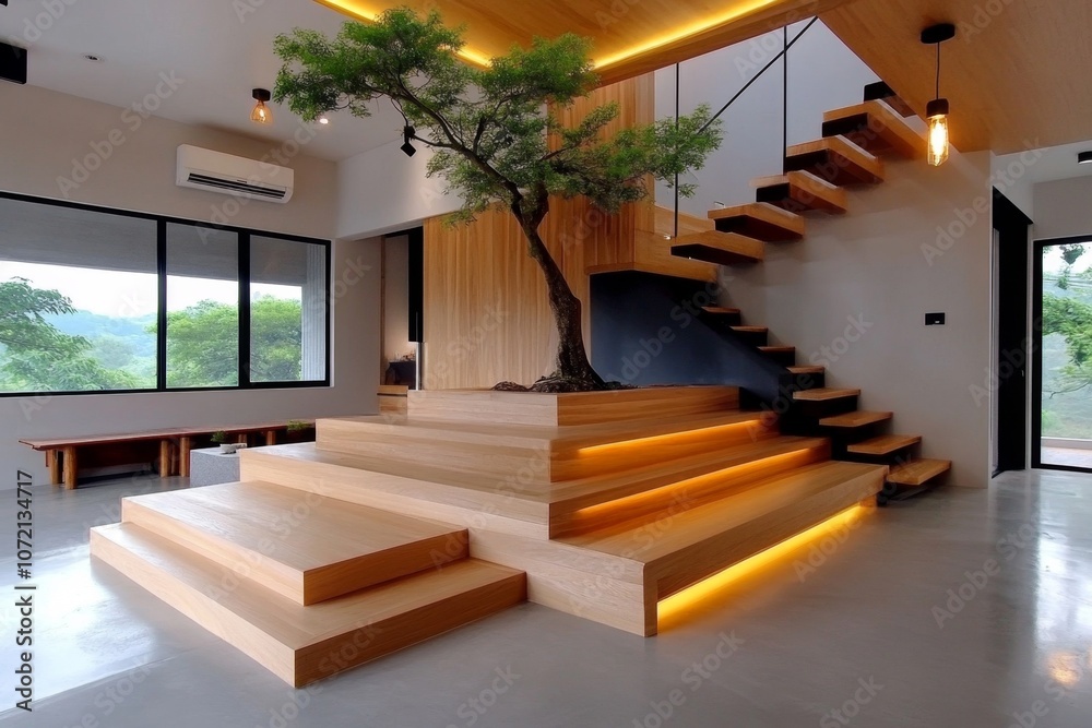 Aufkleber minimalist interior design concept with a monochromatic color scheme, clean lines, and open space