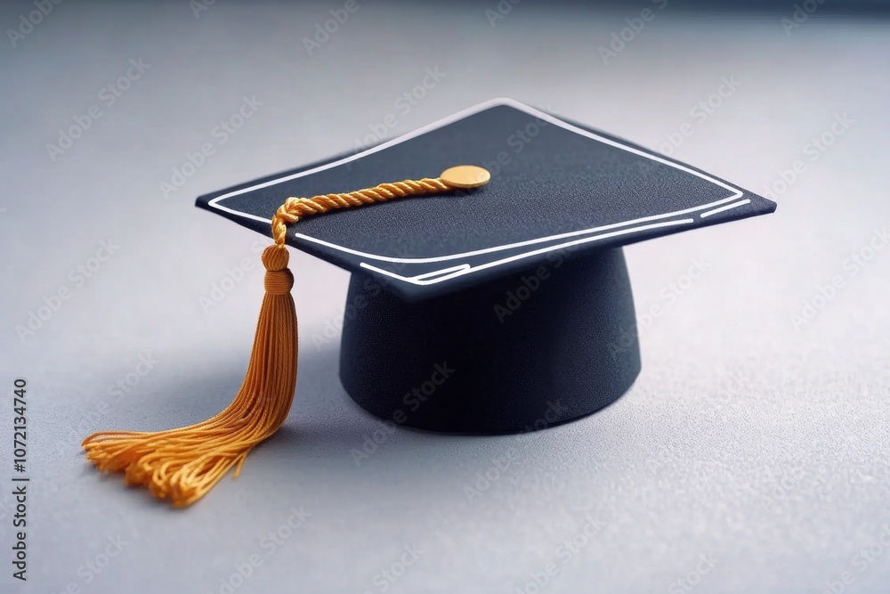 Leinwandbilder minimalist outline of a graduation cap with a tassel, using simple lines on a clean white background