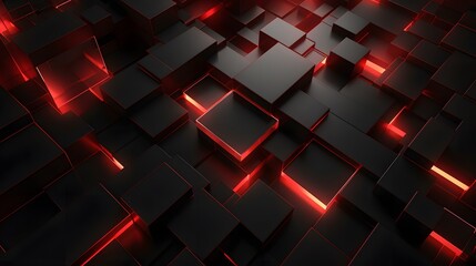 
3d rendering of black and red abstract geometric background. Scene for advertising, technology, showcase, banner, game, sport, cosmetic, business, metaverse. Sci-Fi Illustration. Product display