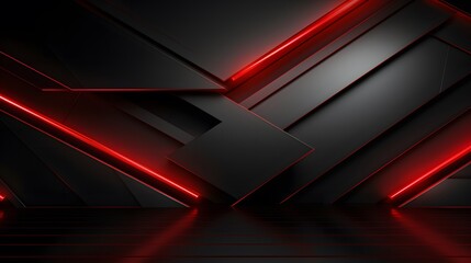 
3d rendering of black and red abstract geometric background. Scene for advertising, technology, showcase, banner, game, sport, cosmetic, business, metaverse. Sci-Fi Illustration. Product display