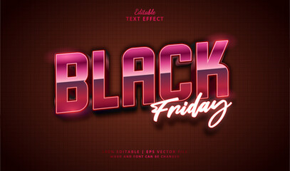 Black Friday Editablle Text Effect Style 3d Bold Neon Chrome