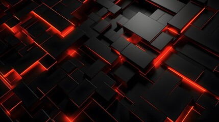
3d rendering of black and red abstract geometric background. Scene for advertising, technology, showcase, banner, game, sport, cosmetic, business, metaverse. Sci-Fi Illustration. Product display
