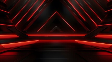 
3d rendering of black and red abstract geometric background. Scene for advertising, technology, showcase, banner, game, sport, cosmetic, business, metaverse. Sci-Fi Illustration. Product display