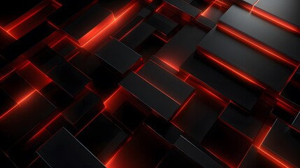 
3d rendering of black and red abstract geometric background. Scene for advertising, technology, showcase, banner, game, sport, cosmetic, business, metaverse. Sci-Fi Illustration. Product display