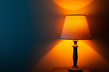 Cozy lamp illuminates a warm corner of the living room at dusk