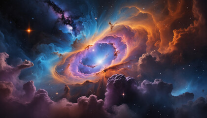 Obraz premium Colorful Galaxy detailed professional photography, ultra realistic, telescope view