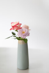 bouquet of pink roses in vase
