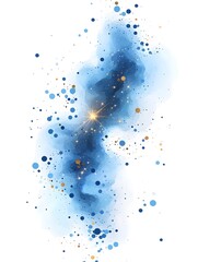 Obraz premium A stunning abstract depiction of a galaxy, featuring swirling shades of blue with golden and white stars, creating a celestial atmosphere full of depth and mystery.