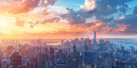 Fototapeta premium New York City Skyline at Sunset