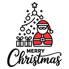 santa claus with christmas gifts .Merry Christmas icon, tree, gift.