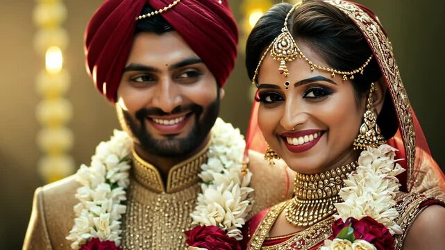 Indian traditional wedding couple bride saree 