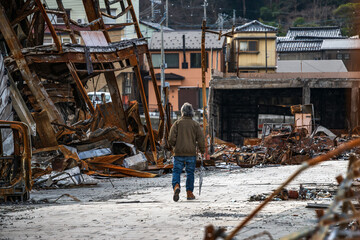 令和6年能登半島地震 焦土と化した輪島の町並み © mtaira