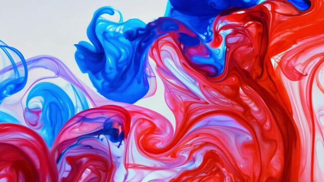 Abstract Red and blue liquid flow with 16K sRGB colors, TV monitor color profile test


