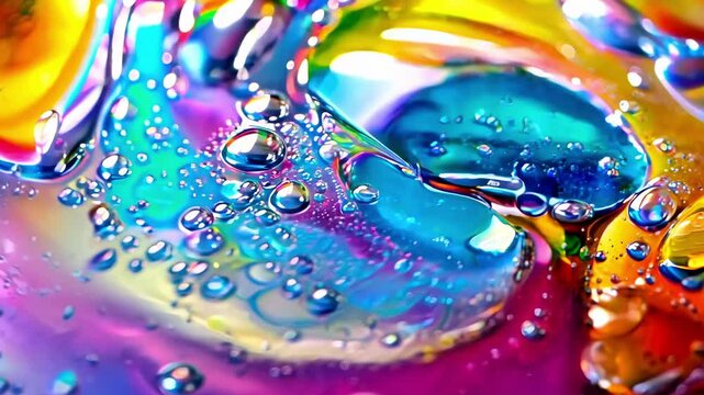 Abstract colorful liquid oil flow with 16K sRGB colors, TV monitor color profile test

