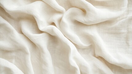 Fototapeta premium Soft and Elegant Cream Linen Fabric Texture, Ideal for Backgrounds, Interiors, Fashion, and Textile Design Projects, Showcasing Natural Beauty and Versatility