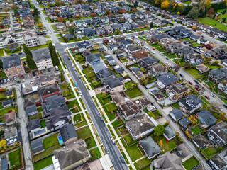 Aerial View of Residential Neighborhood in Burnaby, Vancouver, Canada