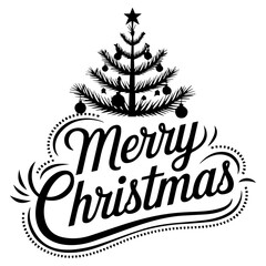 Merry Christmas icon, tree, gift.