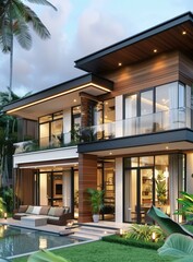 Fototapeta premium Modern Tropical Luxury Villa Exterior Design