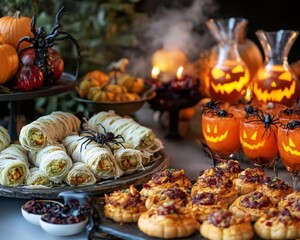 Fototapeta premium Spooky Halloween Party Food Buffet.