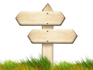 Wooden sign made of light brown wood, highlighted on a white background