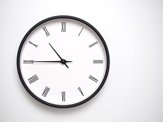 Clock Showing 22.45/10.45 with Roman Numerals – Simple Round Clock for Concepts of Time...