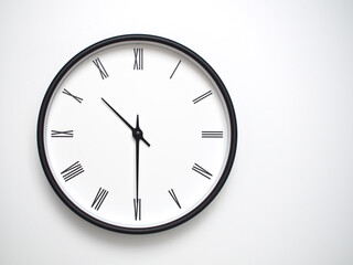 Clock Showing 22.30/10.30 with Roman Numerals – Simple Round Clock for Concepts of Time Management and Scheduling.