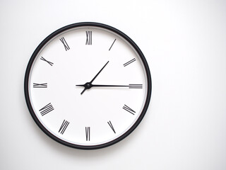 Clock Showing 13.15/01.15 with Roman Numerals – Simple Round Clock for Concepts of Time Management and Scheduling.