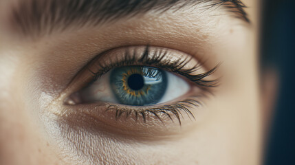 Macro Shot of Woman's Eye with Green Iris