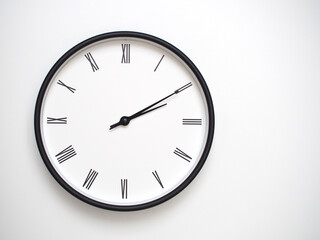Clock Showing 14.10/02.10 with Roman Numerals – Simple Round Clock for Concepts of Time Management and Scheduling.