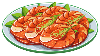  illustration of shrimp slices on a plate