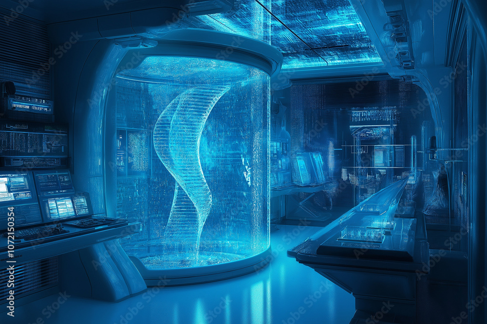 Wall mural a futuristic lab displaying advanced microtechnology