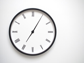 Clock Showing 19.05/07.05 with Roman Numerals – Simple Round Clock for Concepts of Time Management and Scheduling.