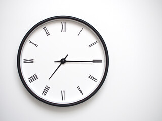 Clock Showing 19.15/07.15 with Roman Numerals – Simple Round Clock for Concepts of Time Management and Scheduling.