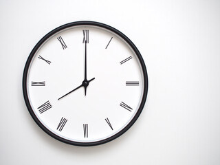 Clock Showing 20.00/08.00 with Roman Numerals – Simple Round Clock for Concepts of Time Management and Scheduling.