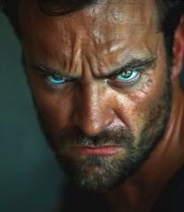 Fototapeta premium Close-up Portrait of a Man with Intense Expression