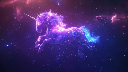 Fototapeta premium Explore the enchanting world of glittering unicorns in space