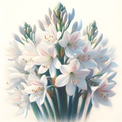 Fototapeta premium 아스포델, 파스텔화 (Asphodelus, pastel painting)