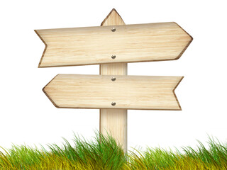 Wooden sign made of light brown wood, highlighted on a white background