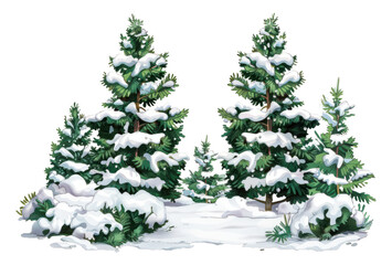 Obraz premium PNG Snowy evergreen forest illustration