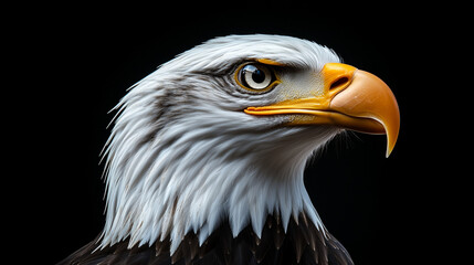 Obraz premium Close-up portrait of a bald eagle with sharp focus on its eye.