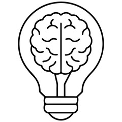 Glowing Brain Lightbulb with Electric Sparks - Vector Design